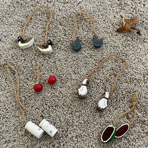 Amish Hand Painted Ornaments Set of 7